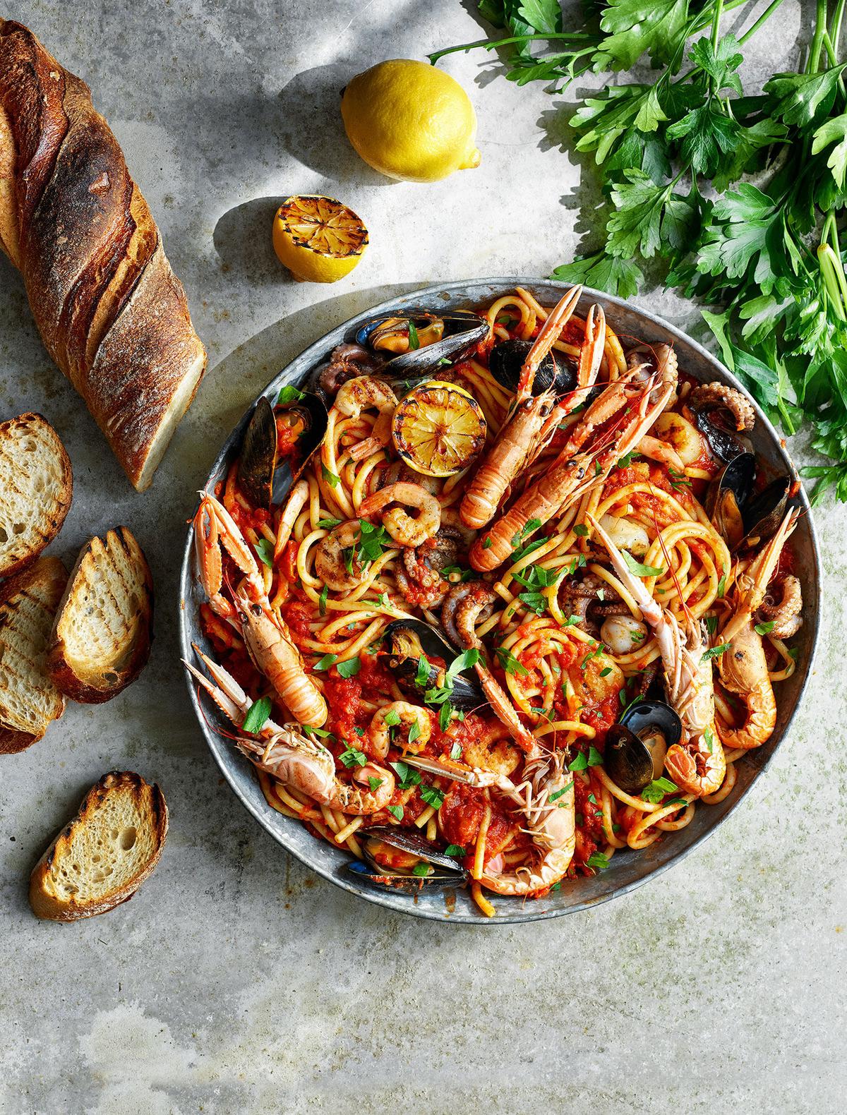 Spaghetti marinara alla griglia